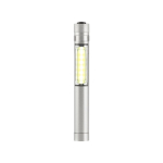 Taschenlampe mit COB-Technologie, Magnet und Metallclip farbe silber dritte Ansicht