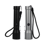 Wasserfeste LED-Taschenlampe aus recyceltem Alu, aufladbar farbe schwarz zweite Ansicht