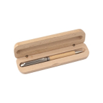 Holzkugelschreiber mit Etui & blauer Dokumental-Tinte farbe braun erste Ansicht