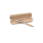 Holzkugelschreiber mit Etui & blauer Dokumental-Tinte farbe braun vierte Ansicht