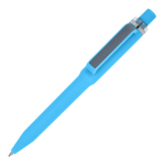 Kugelschreiber aus Recycling-Kunststoff, Soft-Touch, blaue Tinte farbe blau