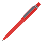 Kugelschreiber aus Recycling-Kunststoff, Soft-Touch, blaue Tinte farbe rot