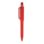Kugelschreiber aus Recycling-Kunststoff, Soft-Touch, blaue Tinte farbe rot dritte Ansicht