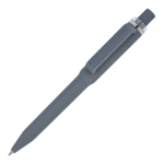 Kugelschreiber aus Recycling-Kunststoff, Soft-Touch, blaue Tinte farbe grau