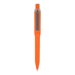 Kugelschreiber aus Recycling-Kunststoff, Soft-Touch, blaue Tinte farbe orange zweite Ansicht