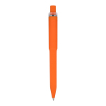 Kugelschreiber aus Recycling-Kunststoff, Soft-Touch, blaue Tinte farbe orange vierte Ansicht