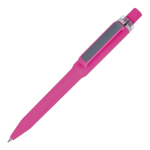 Kugelschreiber aus Recycling-Kunststoff, Soft-Touch, blaue Tinte farbe rosa