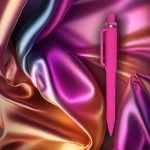Kugelschreiber aus Recycling-Kunststoff, Soft-Touch, blaue Tinte farbe rosa sechste Ansicht