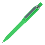 Kugelschreiber aus Recycling-Kunststoff, Soft-Touch, blaue Tinte farbe lindgrün