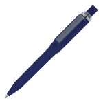Kugelschreiber aus Recycling-Kunststoff, Soft-Touch, blaue Tinte farbe dunkelblau