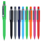 Kugelschreiber aus Recycling-Kunststoff, Soft-Touch, blaue Tinte