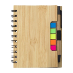 Liniertes Notizbuch mit Haftnotizen im Inneren, A6 farbe braun erste Ansicht