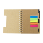 Liniertes Notizbuch mit Haftnotizen im Inneren, A6 farbe braun vierte Ansicht