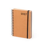 A5-Ringbuch-Agenda mit Einband aus recyceltem Leder farbe braun erste Gebrauchsansicht