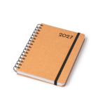 A5-Ringbuch-Agenda mit Einband aus recyceltem Leder farbe braun erste Detailansicht