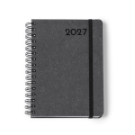 A5-Ringbuch-Agenda mit Einband aus recyceltem Leder farbe schwarz zweite Ansicht