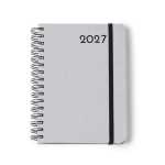 A5-Ringbuch-Agenda mit Einband aus recyceltem Leder farbe grau zweite Ansicht