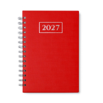 A5-Ringbuchkalender mit Bezug aus Kunstleder farbe rot zweite Ansicht