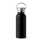 Edelstahlflasche mit Bambusdeckel und klappbarem Griff, 500 ml farbe schwarz zweite Ansicht