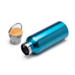 Edelstahlflasche mit Bambusdeckel und klappbarem Griff, 500 ml farbe schwarz erste Detailansicht