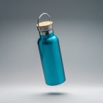 Edelstahlflasche mit Bambusdeckel und klappbarem Griff, 500 ml farbe schwarz dritte Detailansicht