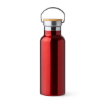 Edelstahlflasche mit Bambusdeckel und klappbarem Griff, 500 ml farbe rot zweite Ansicht