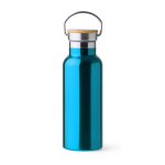 Edelstahlflasche mit Bambusdeckel und klappbarem Griff, 500 ml farbe pastellblau zweite Ansicht