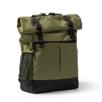 Rucksack aus 900D-Polyester mit Rollverschluss und Verschlussriemen farbe militärgrün erste Gebrauchsansicht