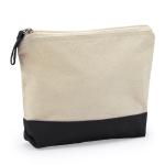 Zweifarbige Baumwoll Kosmetiktasche mit Reißverschluss farbe schwarz erste Gebrauchsansicht