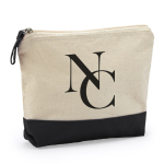 Zweifarbige Baumwoll Kosmetiktasche mit Reißverschluss farbe schwarz erste Detailansicht