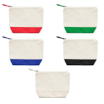 Zweifarbige Baumwoll Kosmetiktasche mit Reißverschluss farbe rot zweite Detailansicht