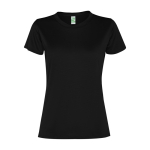 Technisches Damen-T-Shirt mit kurzen Ärmeln aus recyceltem Polyester farbe schwarz zweite Ansicht