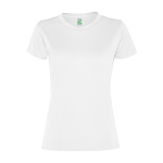 Technisches Damen-T-Shirt mit kurzen Ärmeln aus recyceltem Polyester farbe weiß zweite Ansicht