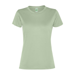 Technisches Damen-T-Shirt mit kurzen Ärmeln aus recyceltem Polyester farbe pastellgrün zweite Ansicht