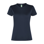 Technisches Damen-T-Shirt mit kurzen Ärmeln aus recyceltem Polyester farbe marineblau zweite Ansicht