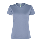 Technisches Damen-T-Shirt mit kurzen Ärmeln aus recyceltem Polyester farbe blaugrau zweite Ansicht