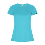 Damen-T-Shirt aus recyceltem Polyester farbe türkis zweite Ansicht
