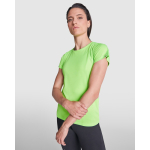 Damen-T-Shirt aus recyceltem Polyester farbe türkis erste Gebrauchsansicht