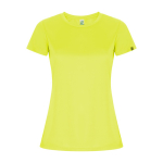 Damen-T-Shirt aus recyceltem Polyester farbe neongelb zweite Ansicht