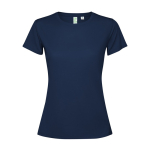 Damen-T-Shirt aus recyceltem Polyester farbe marineblau zweite Ansicht