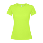 Damen-T-Shirt aus recyceltem Polyester farbe neongrün zweite Ansicht