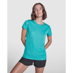 Damen-T-Shirt aus recyceltem Polyester farbe smaragdgrün vierte Gebrauchsansicht