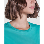 Damen-T-Shirt aus recyceltem Polyester farbe smaragdgrün erste Detailansicht
