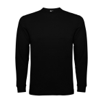 Langärmeliges T-Shirt aus Baumwolle mit Rippbündchen farbe schwarz zweite Ansicht