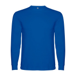 Langärmeliges T-Shirt aus Baumwolle mit Rippbündchen farbe köngisblau zweite Ansicht