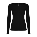 Damen-T-Shirt aus Baumwolle mit langen Ärmeln farbe schwarz zweite Ansicht