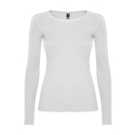 Damen-T-Shirt aus Baumwolle mit langen Ärmeln farbe weiß zweite Ansicht