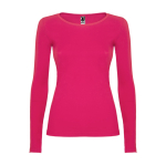Damen-T-Shirt aus Baumwolle mit langen Ärmeln farbe rosa zweite Ansicht
