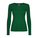 Damen-T-Shirt aus Baumwolle mit langen Ärmeln farbe flaschengrün zweite Ansicht