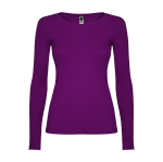Damen-T-Shirt aus Baumwolle mit langen Ärmeln farbe violett zweite Ansicht